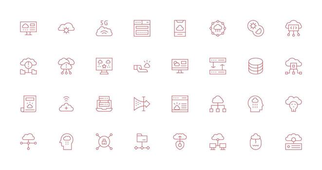 Cloud Computing Icon Collection with 32 Thin Line Designs Simple Icon Pack vector