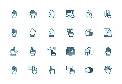 Click Icon Set with 24 Thick Line Line Graphics Design Ready Icon Set for Teams vector