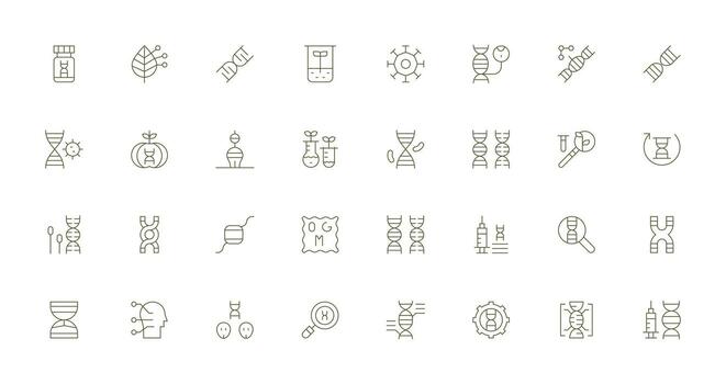 Biotechnology Set with 32 Thin Line Icons Scalable Icons for All Themes vector