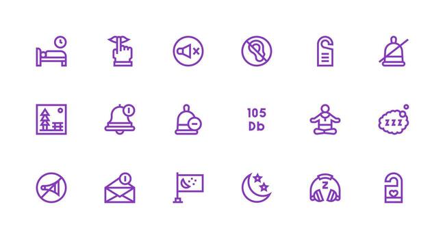 18 Icons for Quiet in Strong Stroke Line Format Essential Icon Set for Teams vector