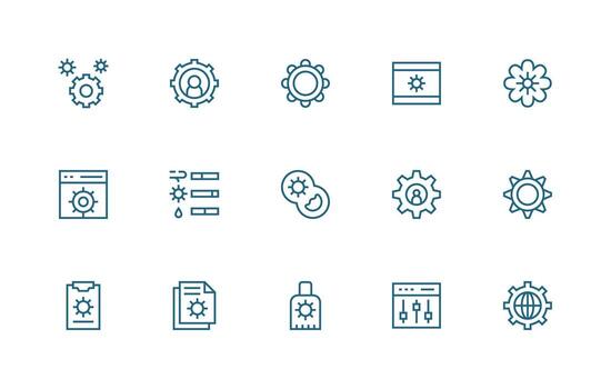 System Settings including 15 Regular Line Illustrations Pixel Perfect Icon Set vector