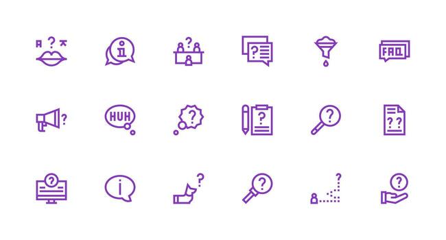 18 Icons for Clarification in Strong Stroke Line Format Customizable Icon Series for Mobile Screens vector