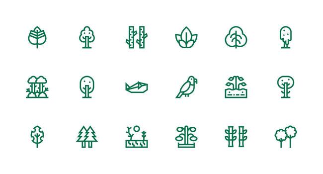 Ecosystem Icon Set with 18 Strong Stroke Line Graphics Pixel Perfect Icons for Modern Apps vector