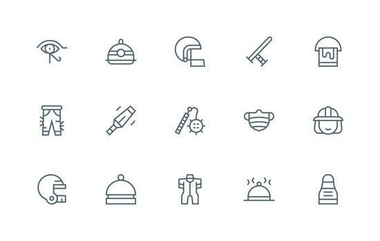 15 Regular Line Style Icons from Protective Collection Complete Icon Set for Mobile Apps vector