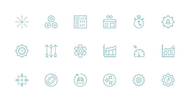 Dynamic Design Icons featuring 18 in Minimal Line Style User Interface Icons for Digital Products vector