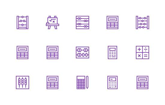 Arithmetic Icon Collection with 15 Regular Line Designs User Interface Icons for Digital Products vector