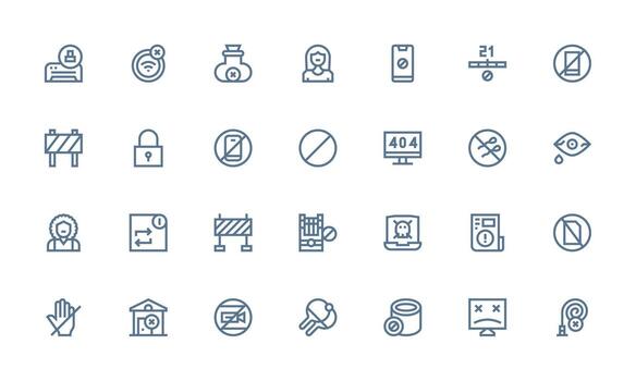 28 íconos para acceso negado en negrita línea formato monitor icono paquete vector