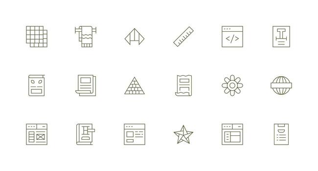 18 Minimal Line Style Icons from Template Collection High-Resolution Icons for Any Platform vector