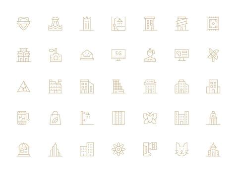 35 Light Line Icons for Modern Graphics Sharp Icons for Presentations vector