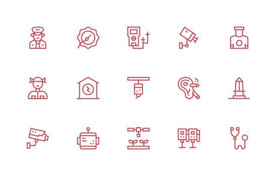 regular línea estilo supervisión íconos con 15 vectores organizado glifo íconos para rápido diseño