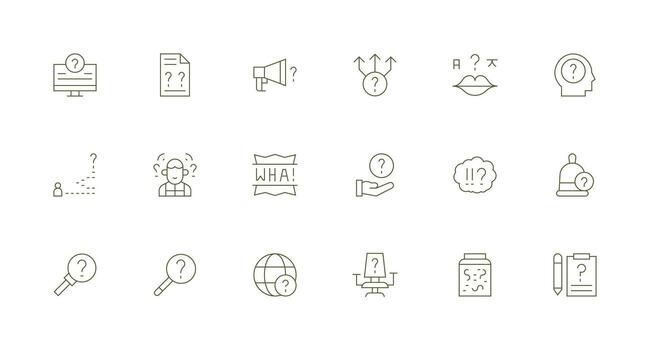 Unknown Icon Set with 18 Minimal Line Graphics Icon Set vector