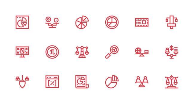 Proportion including 18 Strong Stroke Line Illustrations Flexible Icon System for Web Interfaces vector