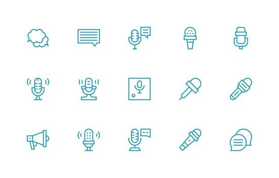 15 Icons for Commentary in Regular Line Format Organized Icon Pack for Quick Access vector