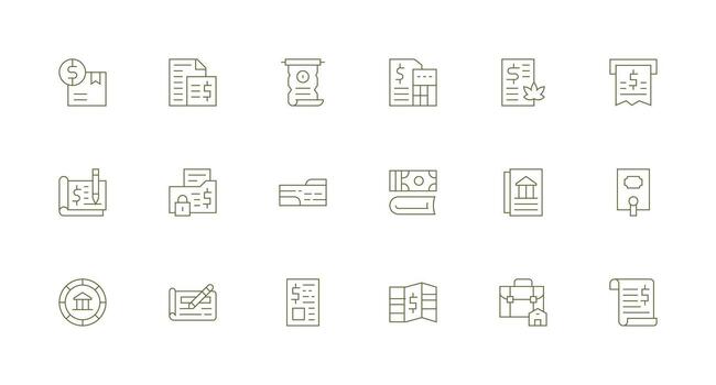 libro mayor icono colección con 18 mínimo línea diseños lleno icono biblioteca para ui diseñadores vector