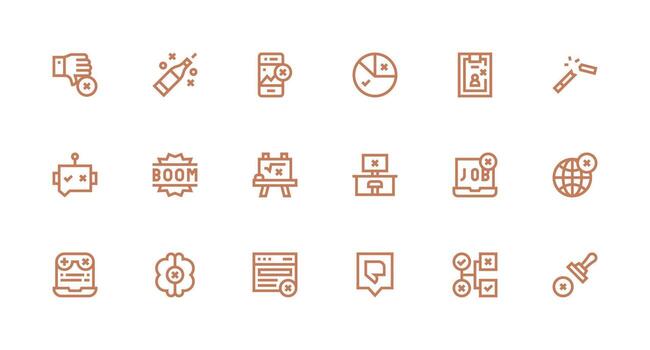 Fail Design Icons featuring 18 in Strong Stroke Line Style Dashboard Icon Series vector