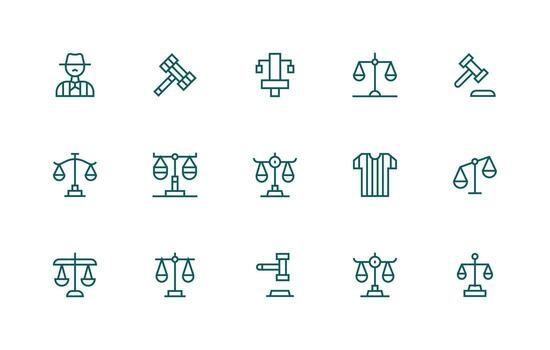 15 Regular Line Style Icons from Arbitration Collection Multi-Style Icons for Creative Projects vector