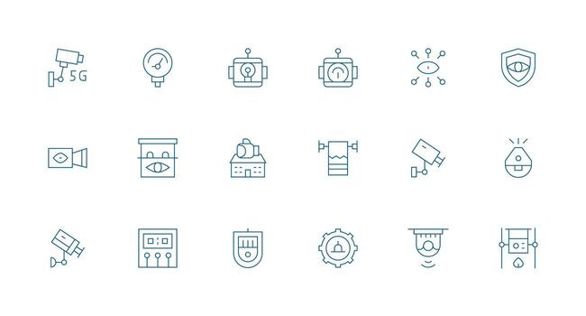 supervisión sistema visual paquete conteniendo 18 mínimo línea íconos glifo icono serie vector