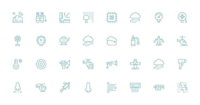 Air Visual Pack containing 32 Thin Line Icons Quick Access Icons for UI Development vector
