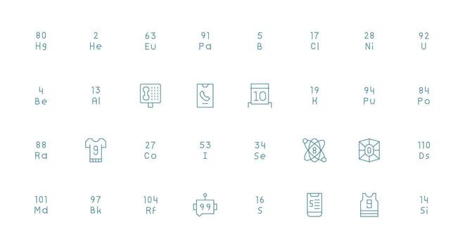 32 Delgado línea íconos para número gráficos sencillo íconos para interfaz y wireframes vector