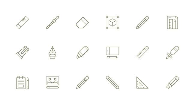 mínimo línea íconos desde dibujo herramienta conjunto con 18 vectores moderno icono conjunto