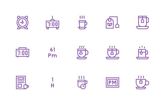 Afternoon Visual Pack containing 15 Regular Line Icons Multi-Purpose Icon Set vector