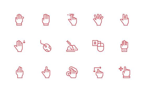 15 regular línea vectores para ratón tema píxel Perfecto icono conjunto