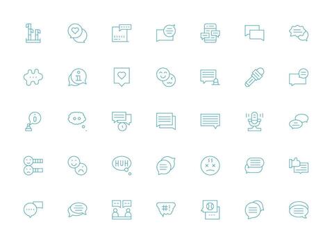 Comment Design Icons featuring 35 in Light Line Style Responsive Icon Set for Flexible Layouts vector