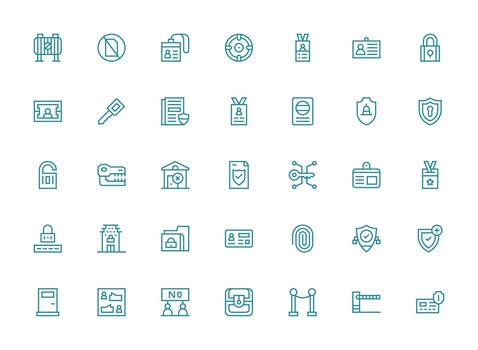 regular limpiar línea íconos desde acceso controlar conjunto con 35 vectores sensible icono conjunto para flexible diseños