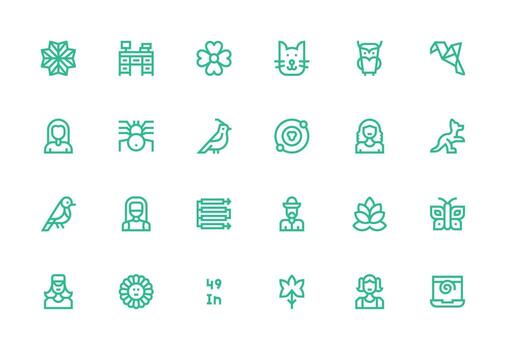 Linear Design Icons featuring 24 in Thick Line Line Style Icon Set for Projects vector