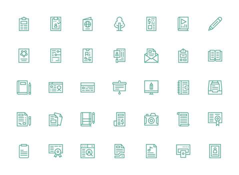 35 Icons for Document in Regular Clean Line Format Editable Icon Collection vector