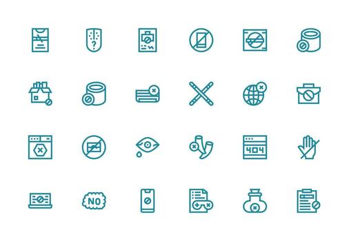 24 grueso línea línea vectores para acceso negado tema usuario interfaz íconos para digital productos