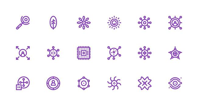 18 Strong Stroke Line Icons for Central Graphics Sharp Icons for Presentations vector