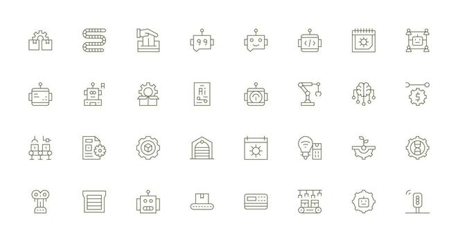 32 Thin Line Vectors for Automation Theme Customizable Icon Series for Mobile Screens
