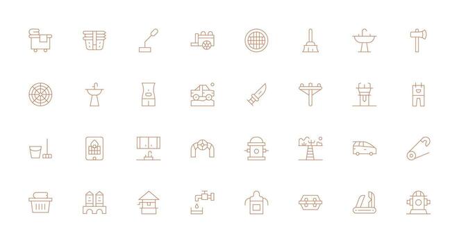 utilidad presentando 32 íconos en Delgado línea diseño optimizado icono paquete para digital productos vector