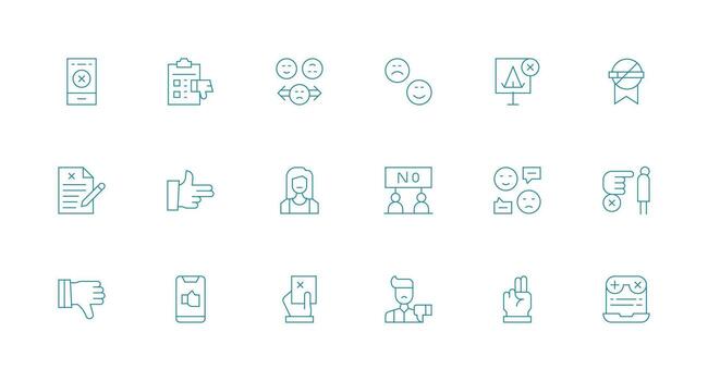 18 Minimal Line Vectors for Disapproval Theme Essential Icons for Rapid UI Building
