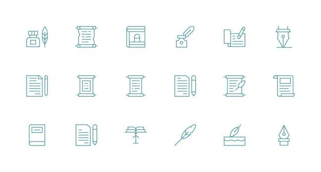 18 Minimal Line Style Icons from Manuscript Collection Complete Icon Bundle for Web Design vector
