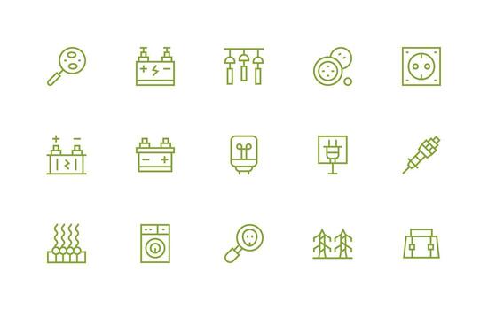 Regular Line Icons from Electrical Set with 15 Vectors Clear and Concise Icon Set Collection