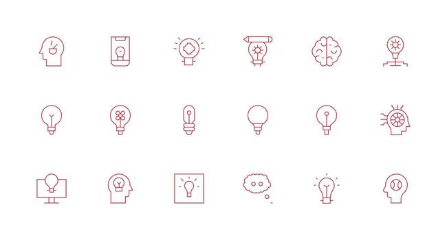 Thinking Visual Pack containing 18 Minimal Line Icons UI and UX Focused Icon Collection vector