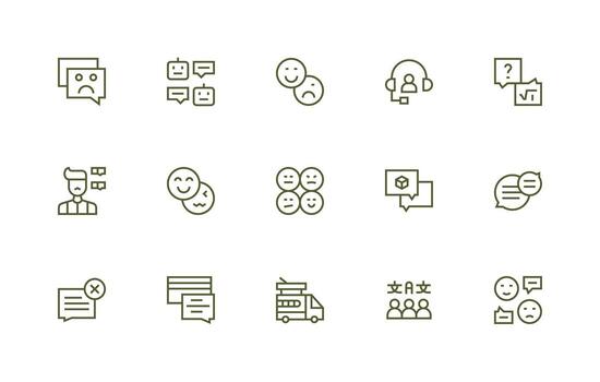 respuesta icono conjunto con 15 regular línea gráficos equilibrado icono conjunto para funcional diseño vector