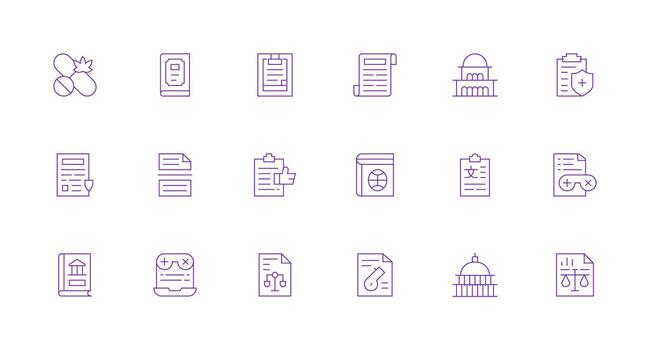 18 Minimal Line Style Icons from Policy Collection Clean Icon Collection for Web Use vector