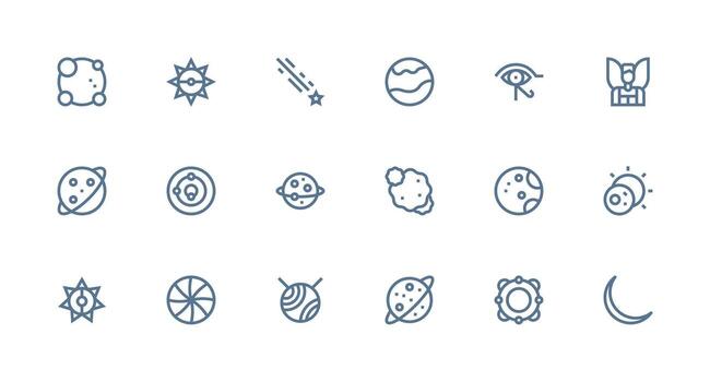 Celestial featuring 18 Icons in Strong Stroke Line Design Minimal Icon Set for Interface Projects vector