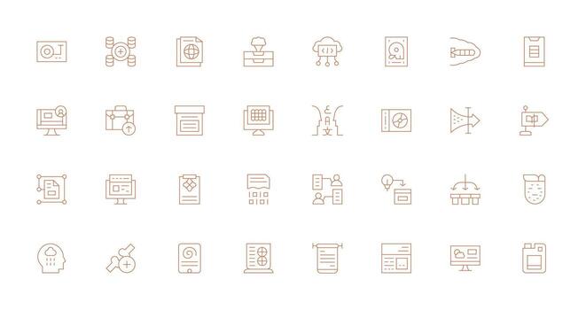 32 Thin Line Vectors for Information Technology Theme Full Icon Library for UI Designers