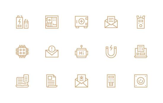 Regular Line Icons from Electronic Set with 15 Vectors Clean Icon Collection for Web Use