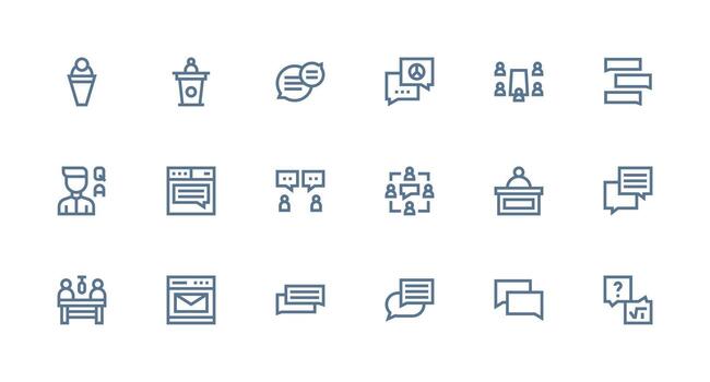 foro presentando 18 íconos en fuerte carrera línea diseño icono conjunto para web vector