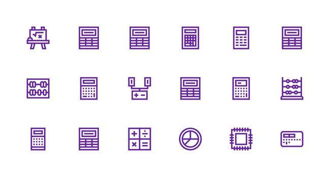 18 fuerte carrera línea íconos para aritmética gráficos completar icono conjunto para móvil aplicaciones vector