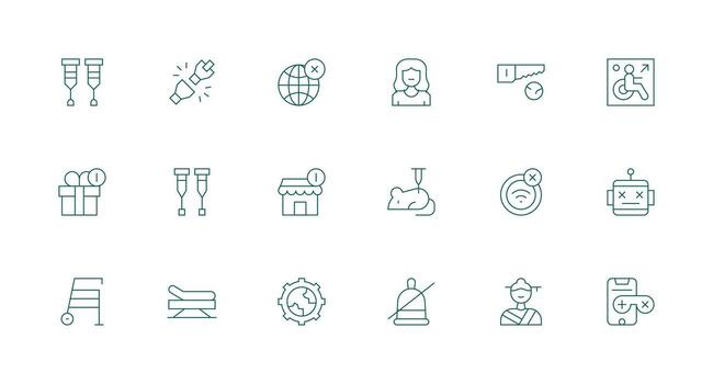 Minimal Line Style Disabled Icons with 18 Vectors Multi-Purpose Icon Pack for Templates