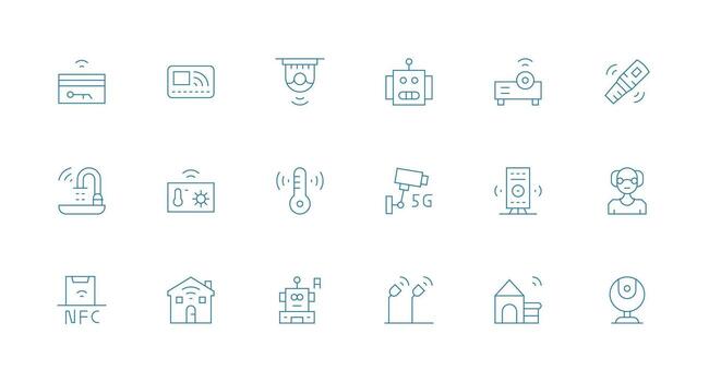 18 mínimo línea diseños para inteligente íconos agudo íconos para presentaciones vector