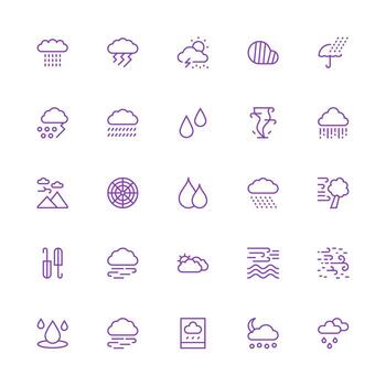 Storm featuring 25 Icons in Medium Stroke Outline Design Quick Access Icons for UI Development vector