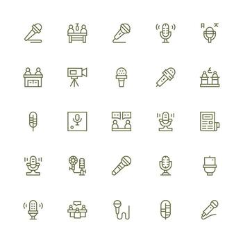Medium Stroke Outline Style Interview Icons with 25 Vectors Simple Icons for Interface and Wireframes