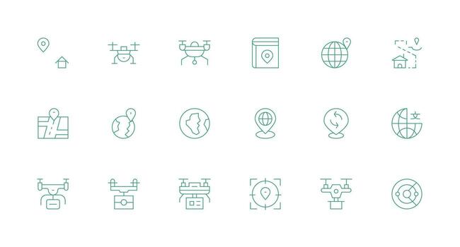 Mapping Icon Collection with 18 Minimal Line Designs Creative Icon Set vector